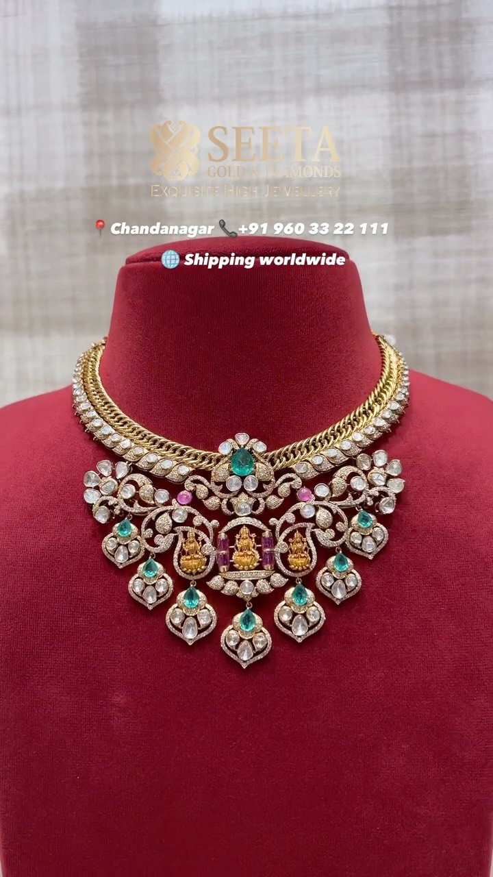 Gold Antique Temple Jalebi Necklace From 'Seeta Gold & Diamonds'