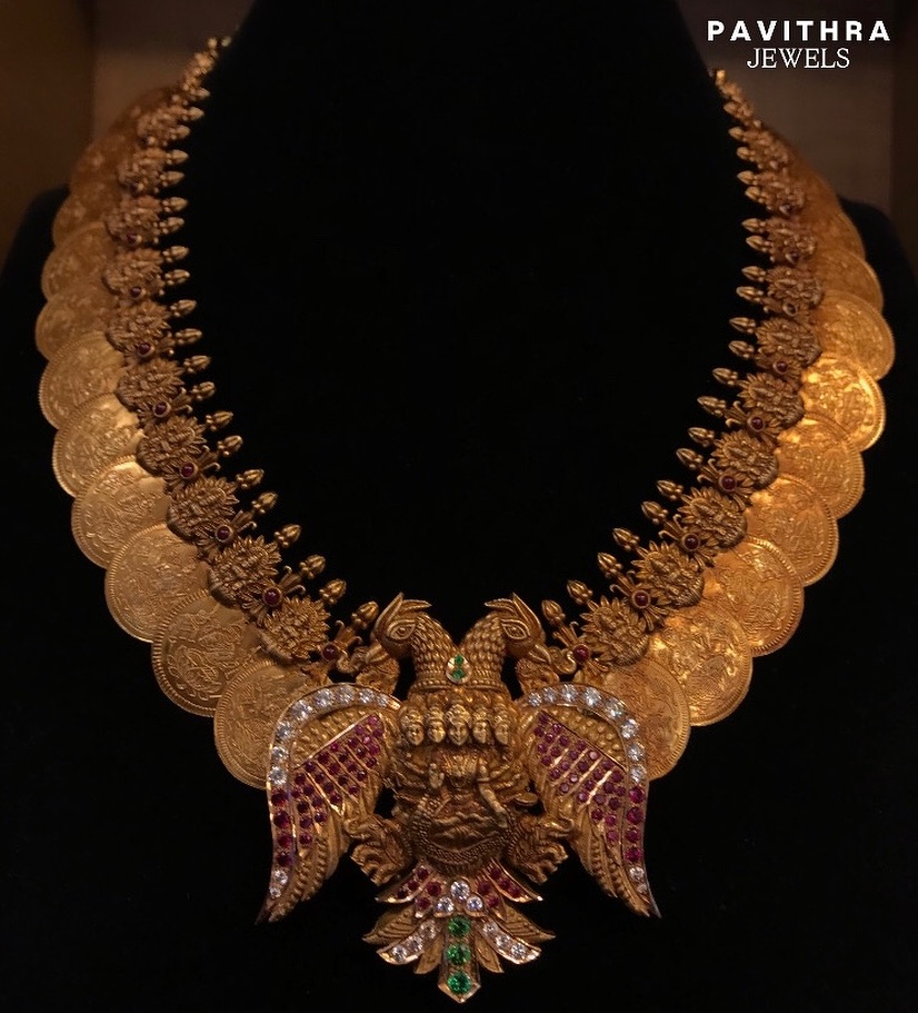 Gold Lakshmi Coin Necklace From 'Pavithra Jewels'