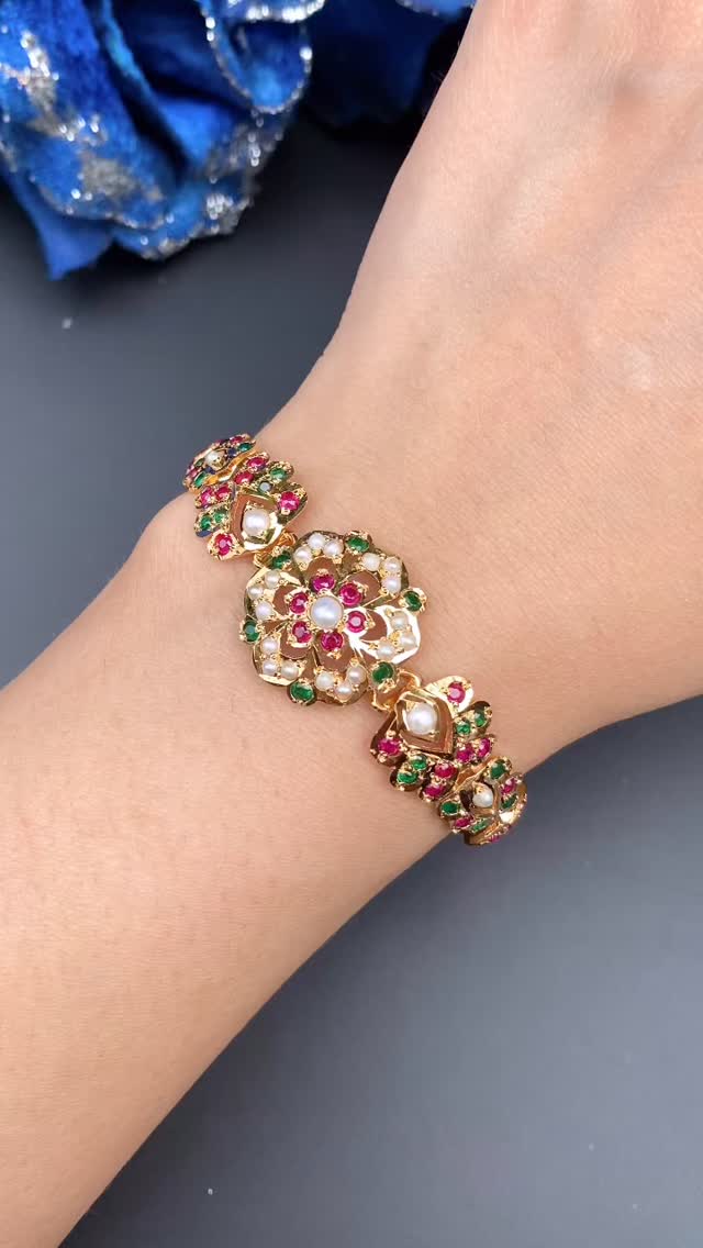 Gold Plated Stone and Pearl Bracelet From 'Rudradhan'