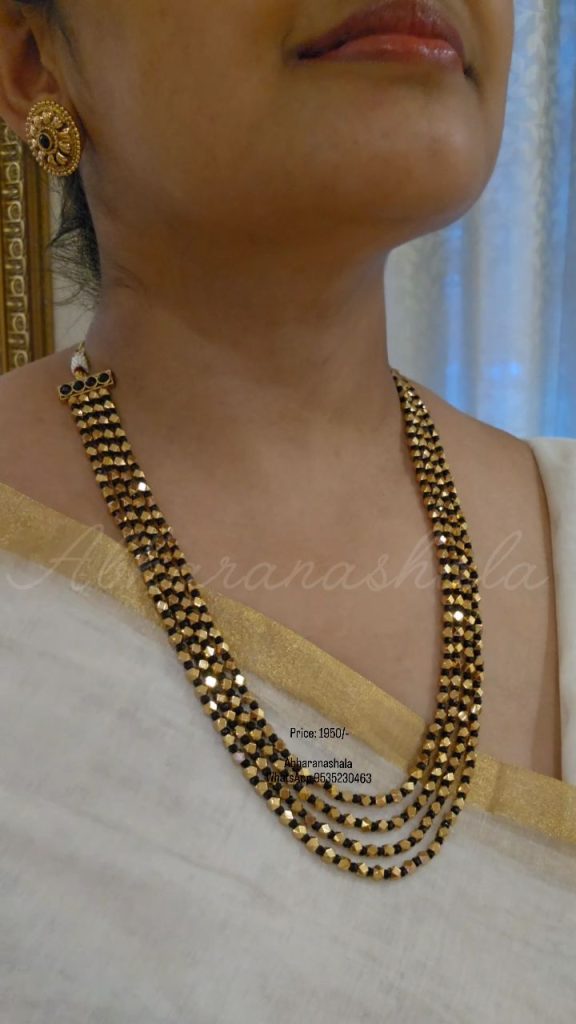 Imitation Four Layer Black Bead Mala From 'Abharanashaala'