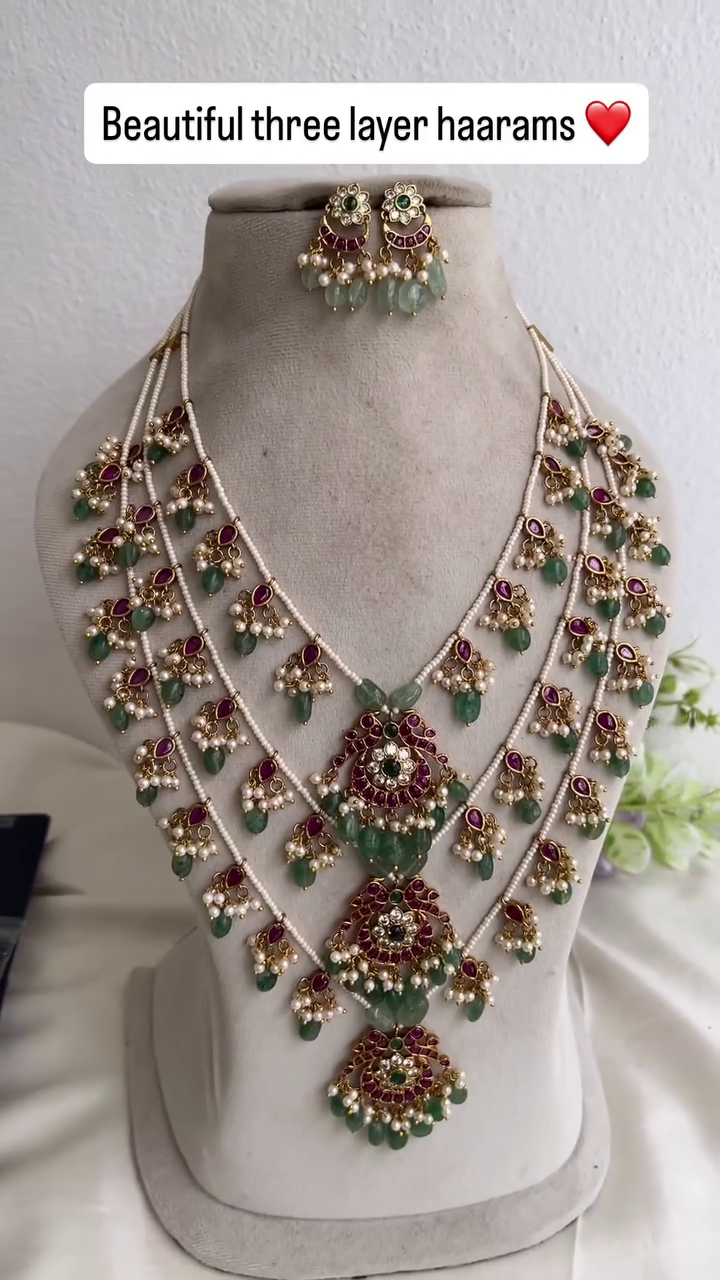 Imitation Three Layer Beaded Haram From 'Kruthika Jewellery'