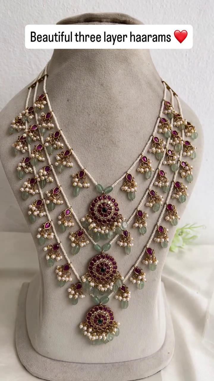 Imitation Three Layer Beaded Haram From 'Kruthika Jewellery'