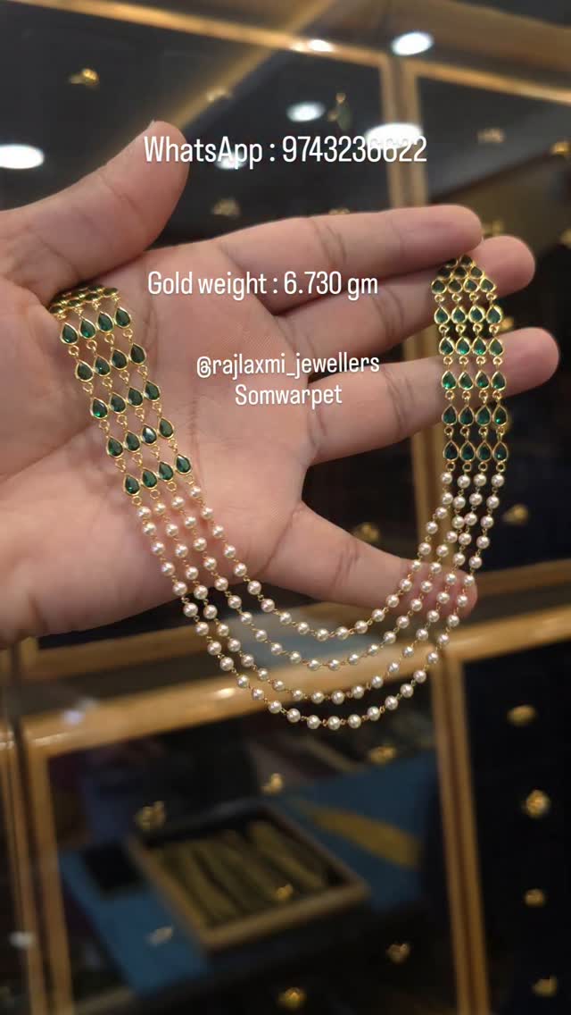 Layered Pearl Gold Necklace From 'Rajlaxmi Jewellers'