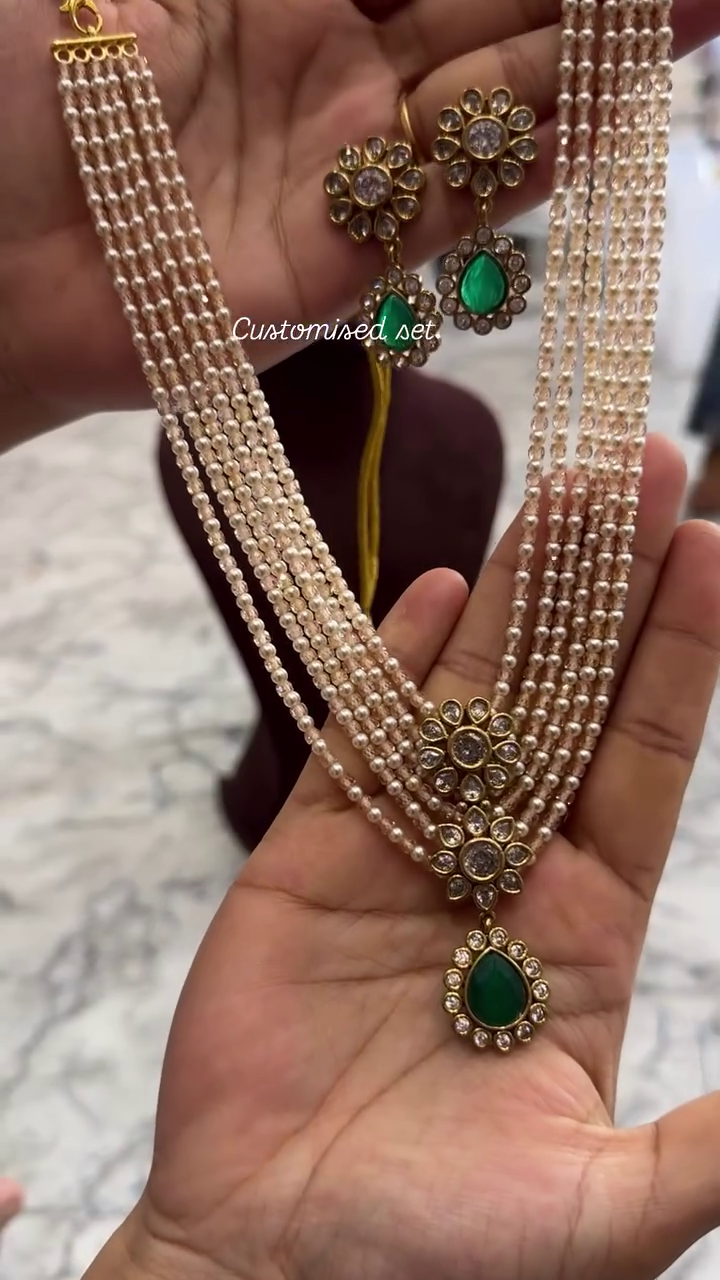 Layered Pearl Long Necklace From 'SKJ Sri Krishna Jewellers'