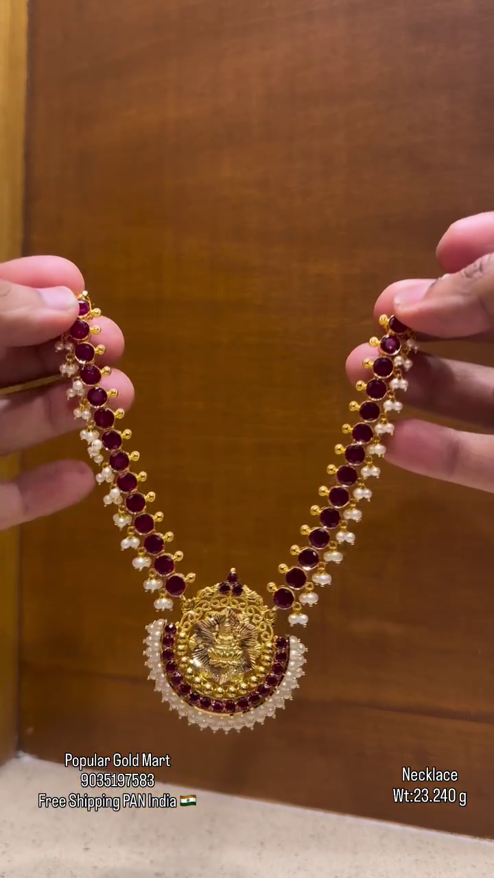Stone Pearl Lakshmi Necklace From 'Popular Gold Mart'