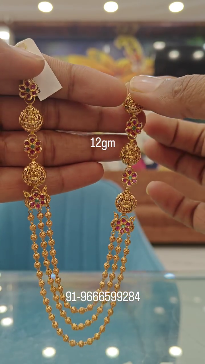 Antique Gold Beads Lakshmi Necklace From 'Mathaji Jewellers'