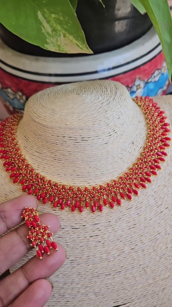 Imitation Coral Beads Necklace From 'Advaita By Anjali'